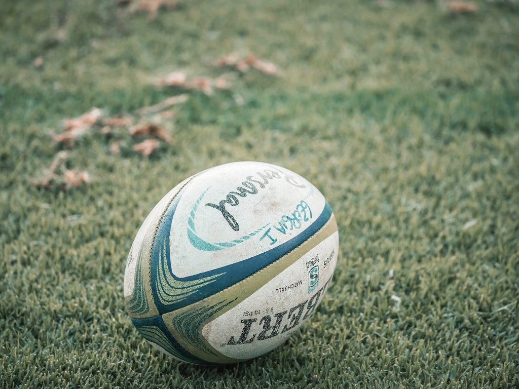a close up shot of a rugby ball